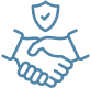Handshake icon with shield and checkmark.
